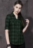 Roadster Green Checked Shirt Women