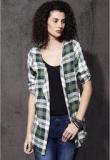 Roadster Green Checked Shrug Women