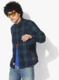 Roadster Green Regular Fit Checked Casual Shirt Men