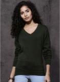 Roadster Green Solid Sweater Women