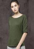 Roadster Green Solid T Shirt Women