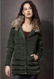 Roadster Green Solid Winter Jacket Women