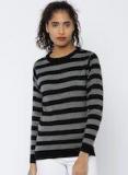 Roadster Grey & Black Striped Pullover Women