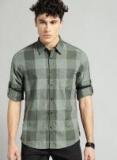 Roadster Grey Regular Fit Checked Casual Shirt Men