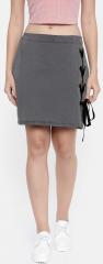 Roadster Grey Solid A Line Skirt women