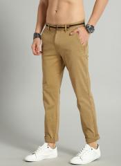 Roadster Khaki Brown Regular Fit Solid Chinos men