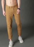 Roadster Khaki Coloured Slim Fit Solid Chinos Men