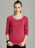 Roadster Magenta Solid Pullover Women