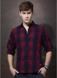 Roadster Maroon Checked Regular Fit Casual Shirt men