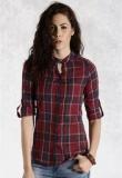 Roadster Maroon Checked Shirt Women