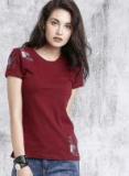 Roadster Maroon Embroidered Blouse Women