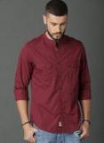 Roadster Maroon Regular Fit Solid Casual Shirt men