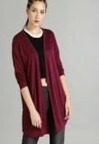 Roadster Maroon Solid Shrugs Women