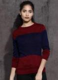 Roadster Maroon Solid Sweater Women