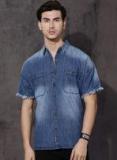 Roadster Men Blue Regular Fit Faded Denim Casual Shirt