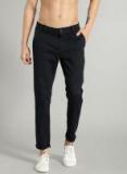 Roadster Men Navy Blue Regular Fit Solid Regular Trousers