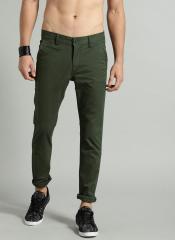 Roadster Men Olive Green Regular Fit Solid Chinos