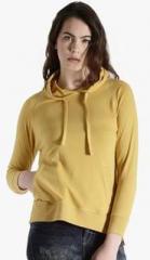 Roadster Mustard Yellow Solid Hoodie women