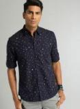 Roadster Navy Blue & White Regular Fit Printed Casual Shirt Men