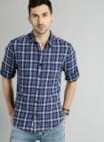 Roadster Navy Blue & White Vettel Regular Checked Casual Shirt Men