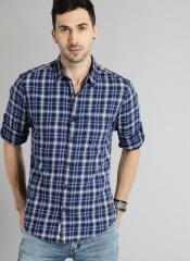 Roadster Navy Blue & White Vettel Regular Checked Casual Shirt men