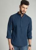 Roadster Navy Blue Solid Casual Shirt Men