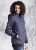 Roadster Navy Blue Solid Quilted Jacket Women