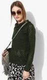 Roadster Olive Green Open Knitted Pullover Women