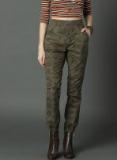 Roadster Olive Green Regular Fit Printed Joggers Women