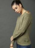 Roadster Olive Green Solid Pullover Women