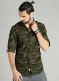 Roadster Olive Printed Regular Fit Casual Shirt Men