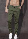 Roadster Olive Solid Joggers Men