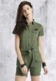 Roadster Olive Solid Jumpsuit Women