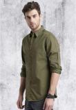 Roadster Olive Solid Regular Fit Casual Shirt Men