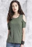 Roadster Olive Solid T Shirt Women