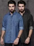 Roadster Pack Of 2 Multicoloured Regular Fit Denim Shirts Men