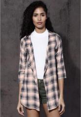 Roadster Peach Checked Shrug women