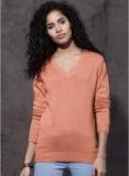 Roadster Peach Solid Sweater Women