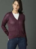 Roadster Purple Semi Sheer Solid Cardigan Women