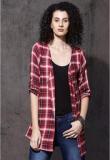 Roadster Red Checked Shrug Women