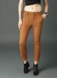 Roadster Tan Solid Regular Fit Regular Trouser Women