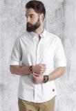 Roadster White Solid Regular Fit Casual Shirt Men