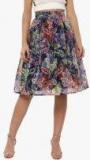 Roving Mode Multicoloured Printed Flared Skirt Women