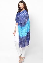 Ruhaans Bandhej & Handwork Navy Blue Dupatta Women