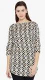 Ruhaans Beige & Black Printed Tunic women