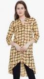 Ruhaans Beige Checked Tunic Women