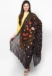 Ruhaans Black Printed Dupatta Women