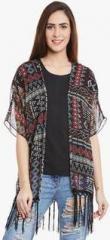 Ruhaans Black Printed Shrug women