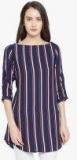 Ruhaans Navy Blue Striped Tunic Women