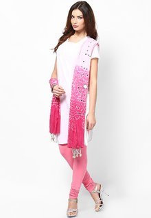 Ruhaans Pink Embellished Dupattas women